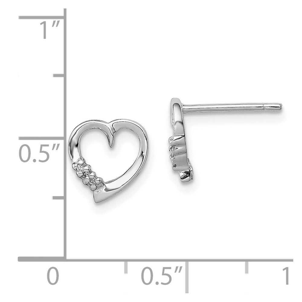 Buy Exclusive Rhodium-Plated Sterling Silver Diamond Heart Stud Earrings