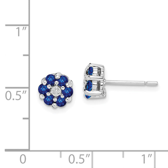 Shop Exclusive Rhodium-Plated Sterling Silver Sapphire & Diamond Stud Earrings - Affordable Luxury!-4