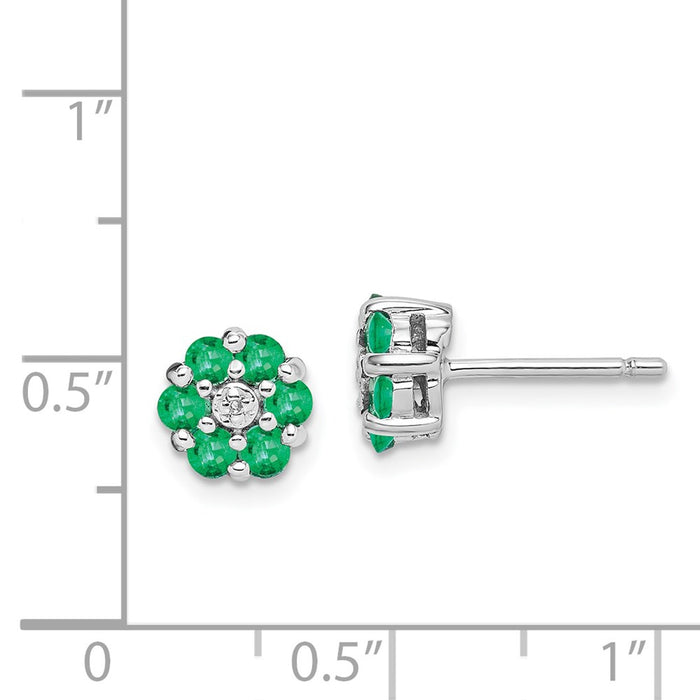 Shop Exclusive Rhodium-Plated Sterling Silver Emerald & Diamond Stud Earrings-4