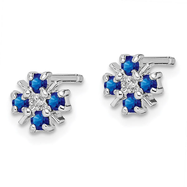 Rhodium-Plated Sterling Silver Sapphire & Diamond Earrings