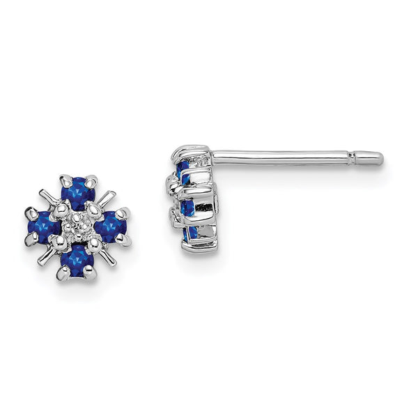 Rhodium-Plated Sterling Silver Sapphire & Diamond Earrings