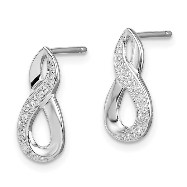 Rhodium-Plated Sterling Silver Diamond Stud Earrings - 1.0 ct