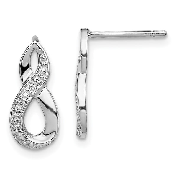 Rhodium-Plated Sterling Silver Diamond Stud Earrings - 1.0 ct
