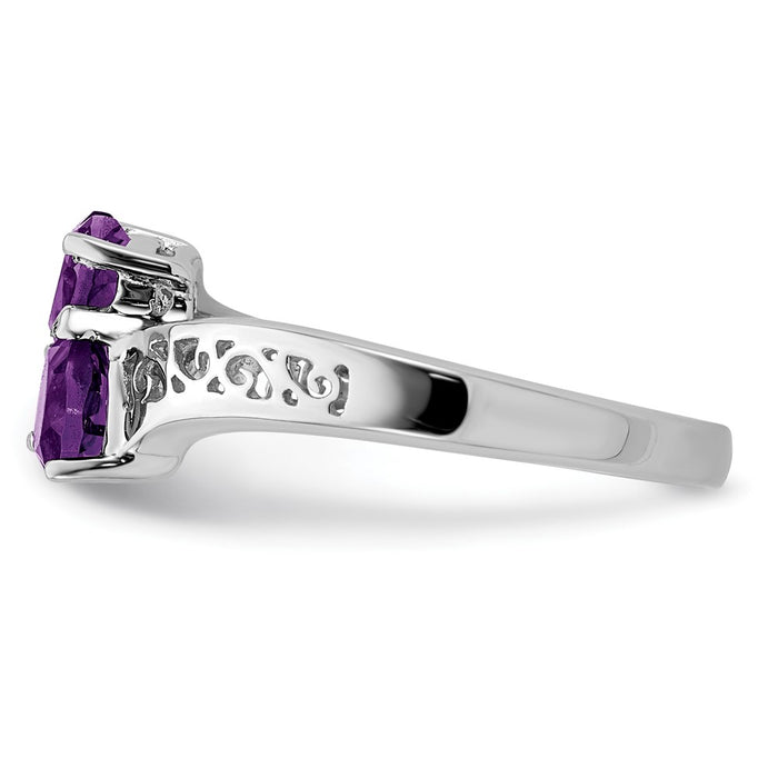 Buy Stylish Rhodium-Plated Sterling Silver Amethyst Heart Ring - 14K Luxury-4