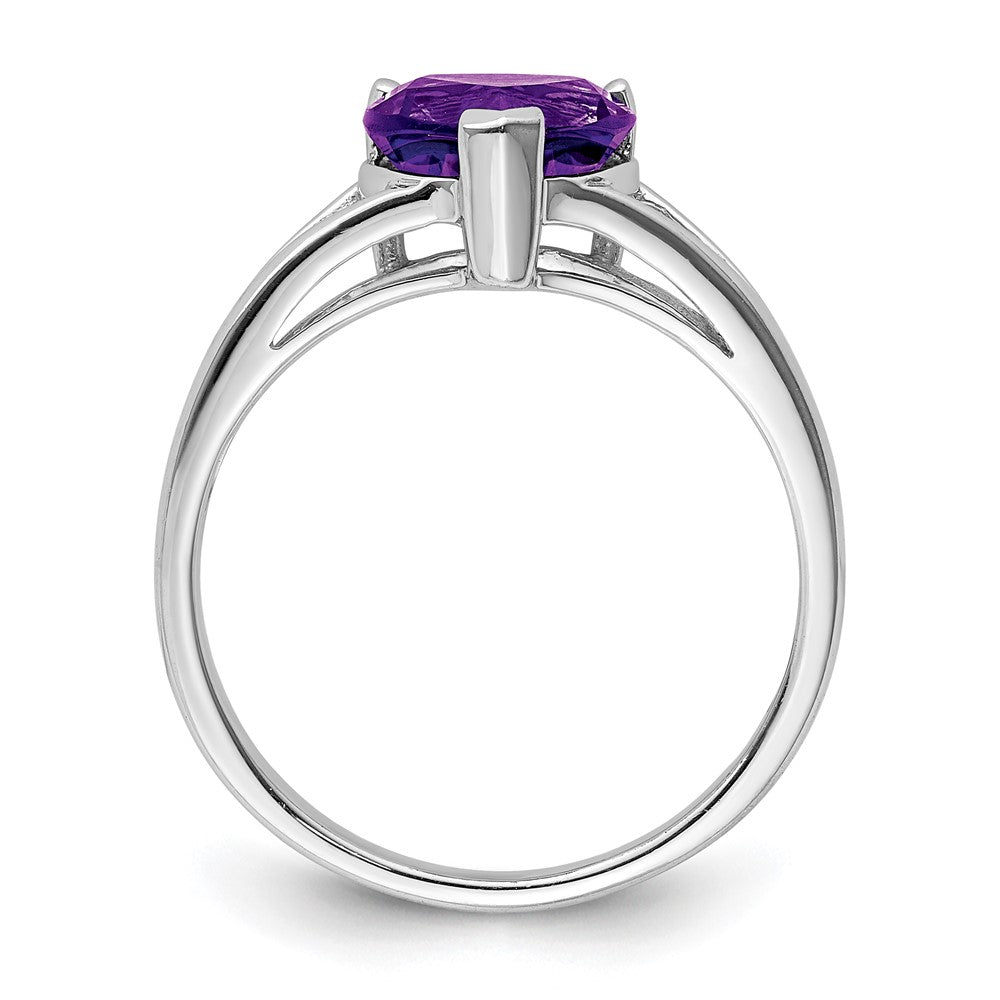 High-Quality Rhodium-Plated Sterling Silver Amethyst Ring - Stylish Value!
