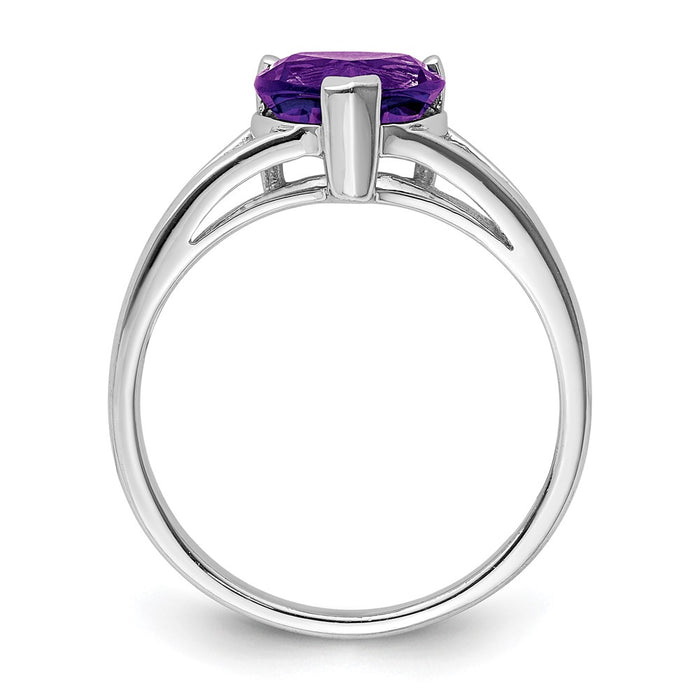 High-Quality Rhodium-Plated Sterling Silver Amethyst Ring - Stylish Value!-2