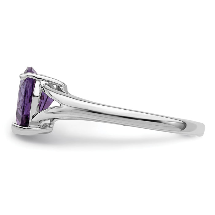 High-Quality Rhodium-Plated Sterling Silver Amethyst Ring - Stylish Value!-3