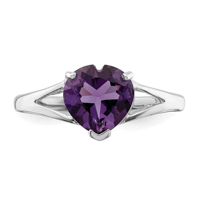 High-Quality Rhodium-Plated Sterling Silver Amethyst Ring - Stylish Value!-5