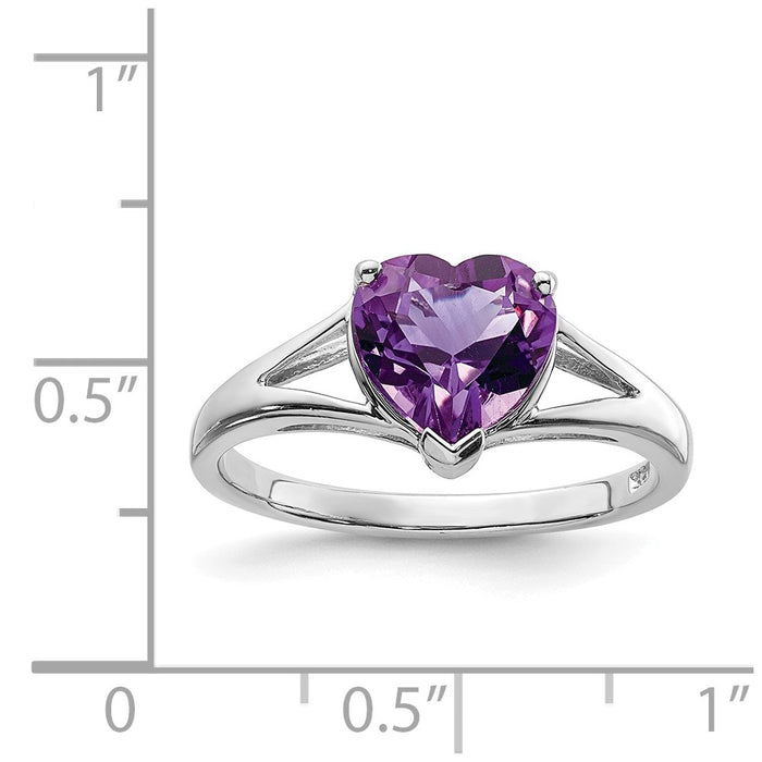 High-Quality Rhodium-Plated Sterling Silver Amethyst Ring - Stylish Value!-4