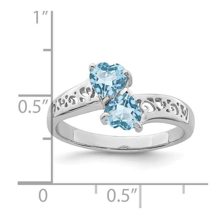 Shop Exclusive Rhodium-Plated Silver Heart Ring with Swiss Blue Topaz - Stylish Value-4