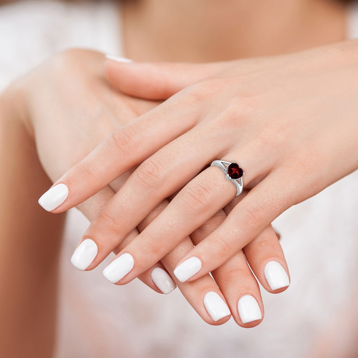 Buy Stylish Rhodium-Plated Sterling Silver Garnet Ring - Affordable Luxury-5