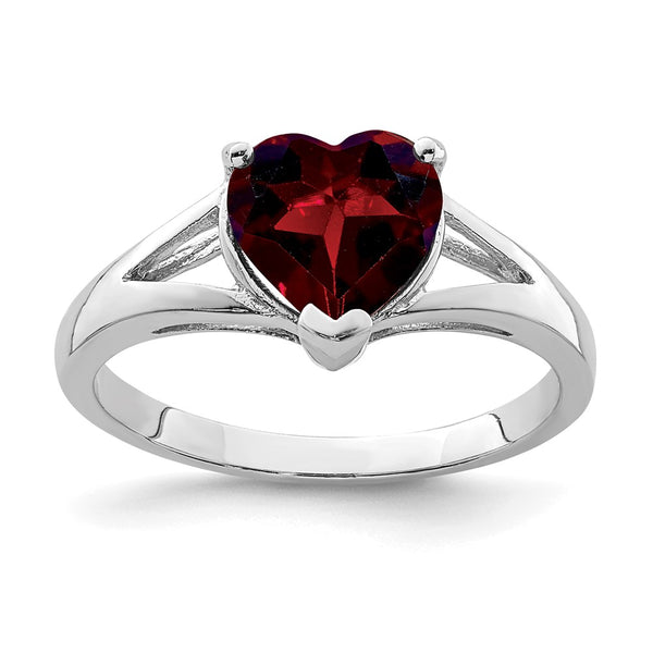 Rhodium-Plated Sterling Silver Garnet Ring - Style GR1-1008152