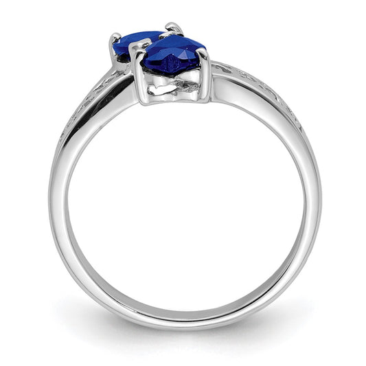 Exclusive Rhodium-Plated Sterling Silver Dark Sapphire Heart Ring - Stylish Value