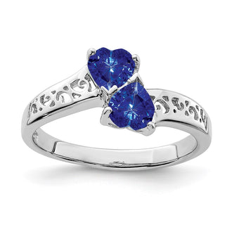 Exclusive Rhodium-Plated Sterling Silver Dark Sapphire Heart Ring - Stylish Value