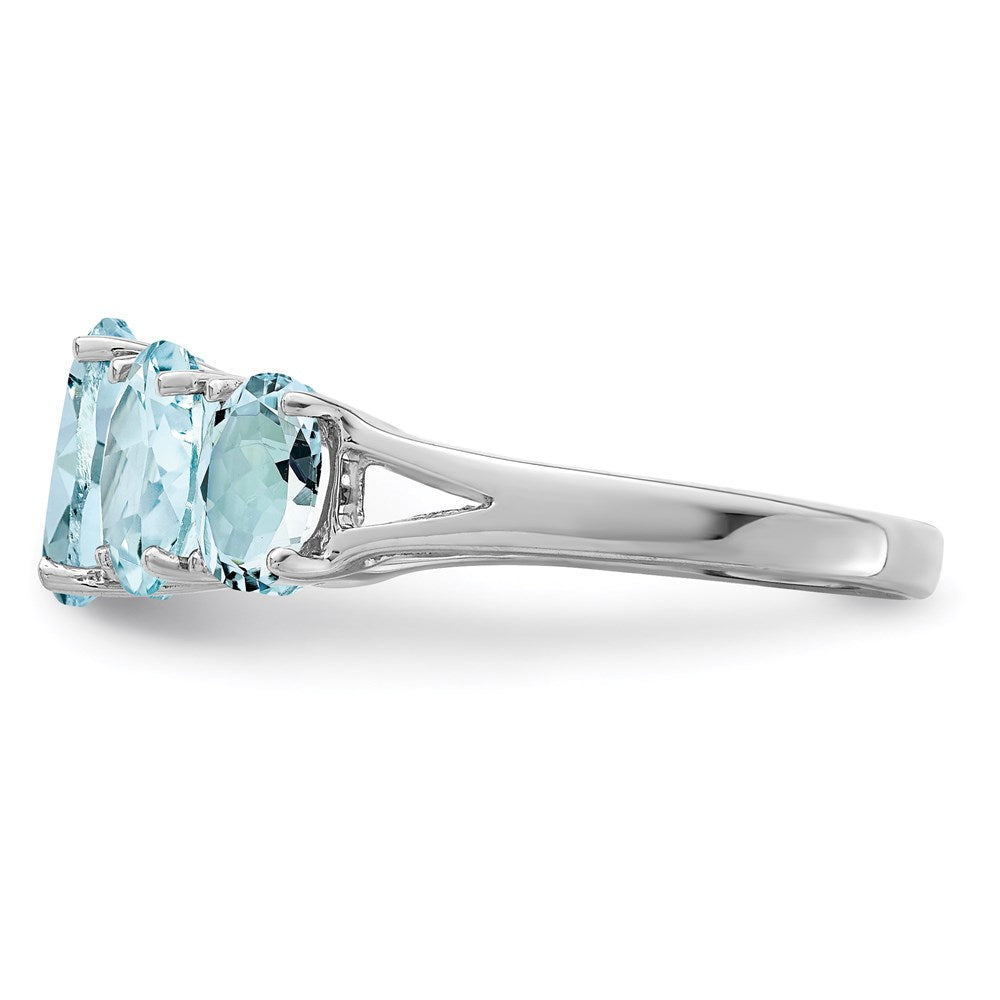 Shop Stylish Rhodium-Plated Sterling Silver Aqua Gemstone Ring - Affordable Elegance