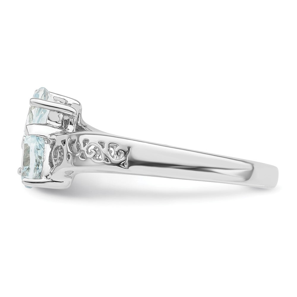 Shop Exclusive Rhodium-Plated Sterling Silver Aqua Heart Ring - Stylish Value