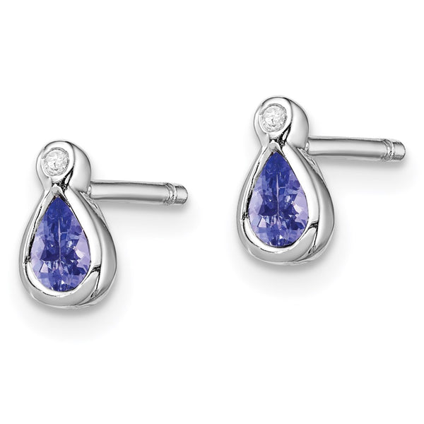 Rhodium-Plated Sterling Silver Tanzanite & Diamond Earrings - Style GR1-1008165