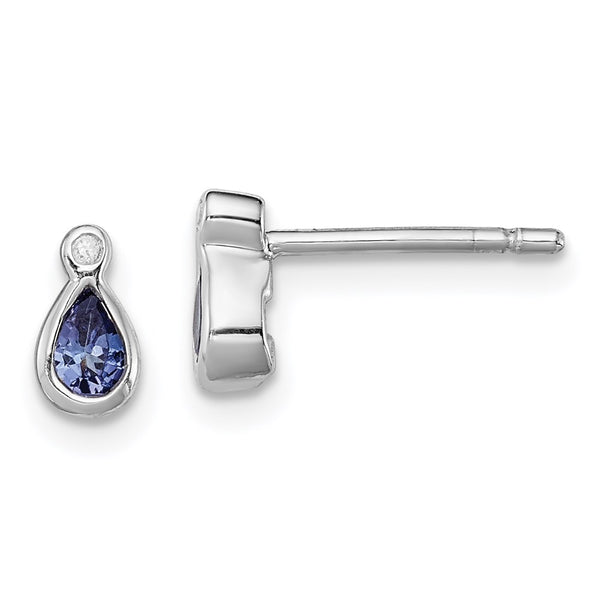 Rhodium-Plated Sterling Silver Tanzanite & Diamond Earrings - Style GR1-1008165