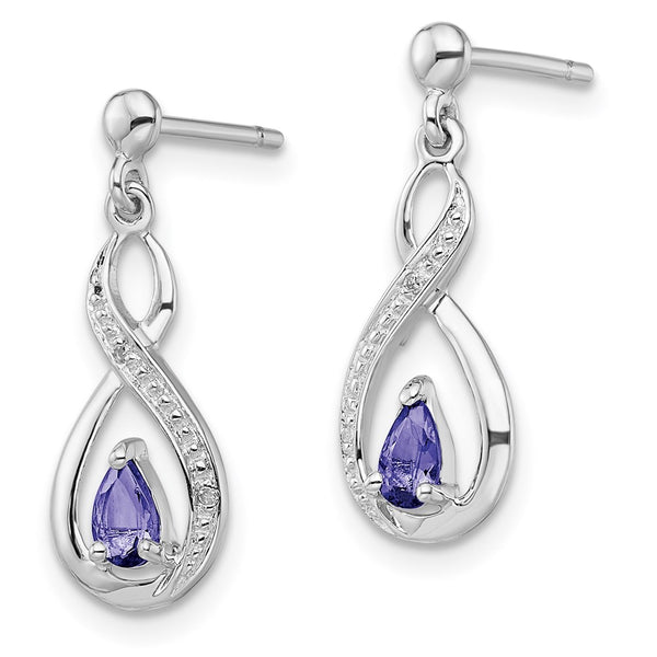 Rhodium-Plated Sterling Silver Tanzanite & Diamond Earrings - Style GR1-1017597