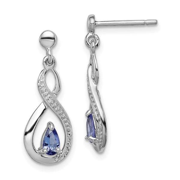 Rhodium-Plated Sterling Silver Tanzanite & Diamond Earrings - Style GR1-1017597