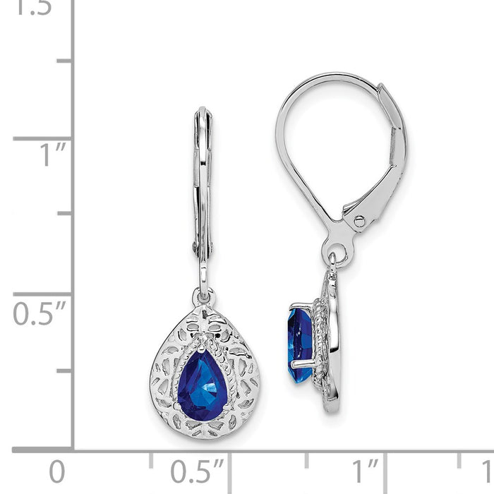 High-Quality Rhodium-Plated Sterling Silver Sapphire Teardrop Earrings - Stylish!-4