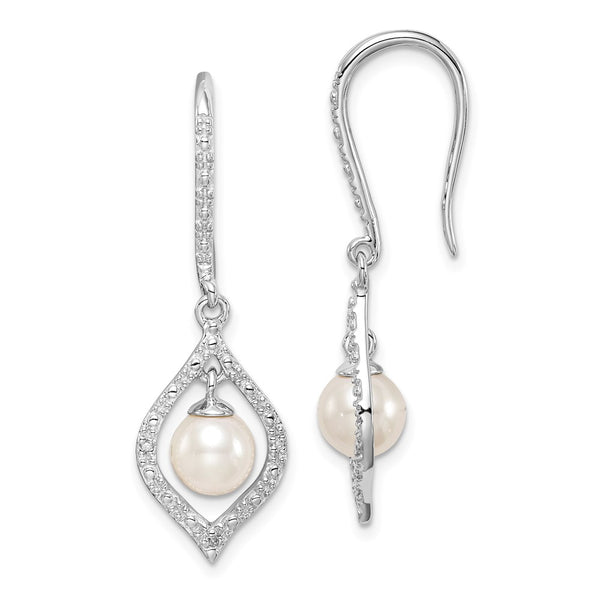 Sterling Silver Earrings with Diamonds & Pearls
