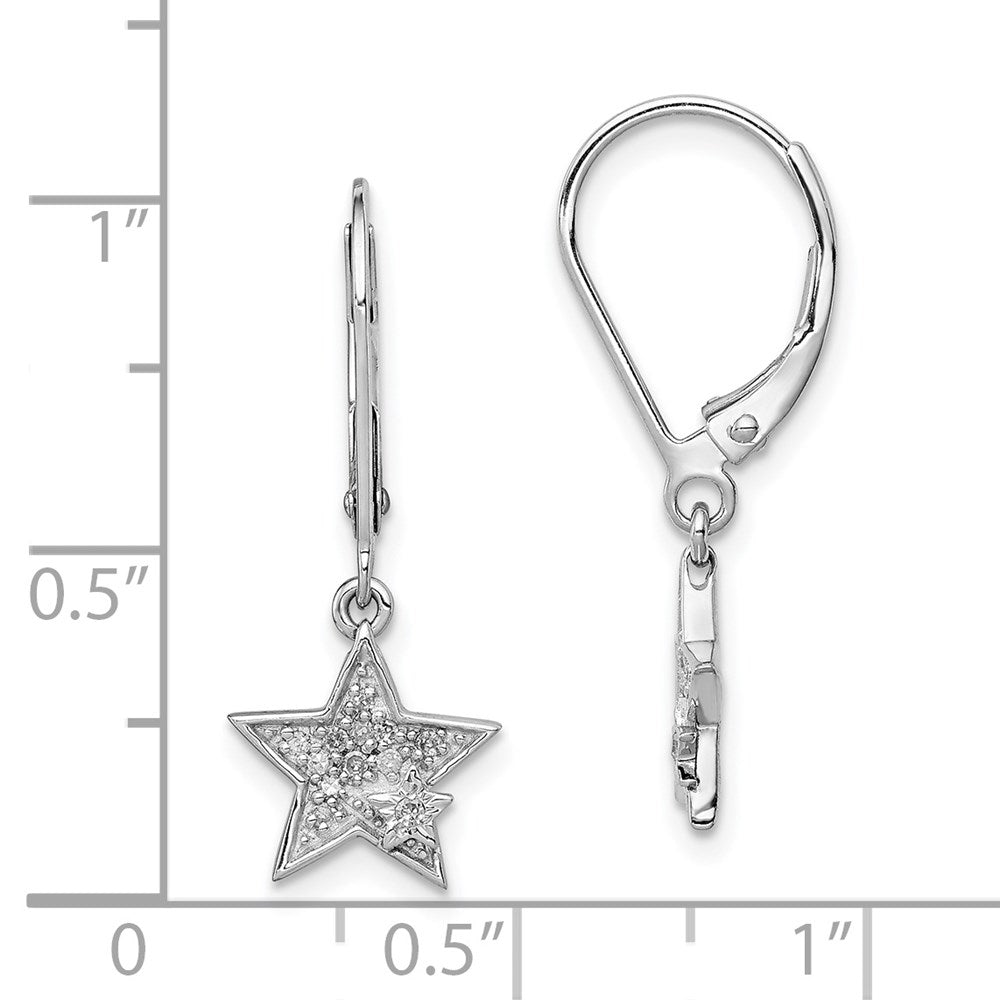 Designer Rhodium-Plated Sterling Silver Diamond Star Earrings - Stylish Value
