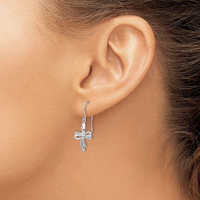 High-quality Rhodium-Plated Sterling Silver Diamond Cross Dangle Earrings - Stylish Accessories at Great Prices-3
