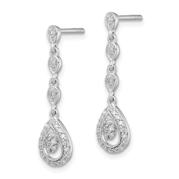 Sterling Silver Teardrop Dangle Earrings with Diamond Accents
