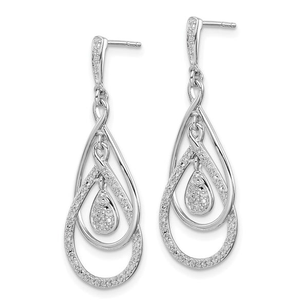 Rhodium-Plated Sterling Silver Diamond Drop Earrings - Style GR1-1008175