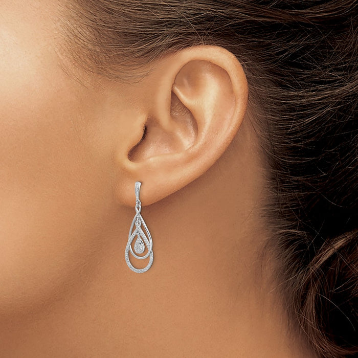 Buy Stylish Rhodium-Plated Sterling Silver Diamond Drop Earrings - Luxury Design-3