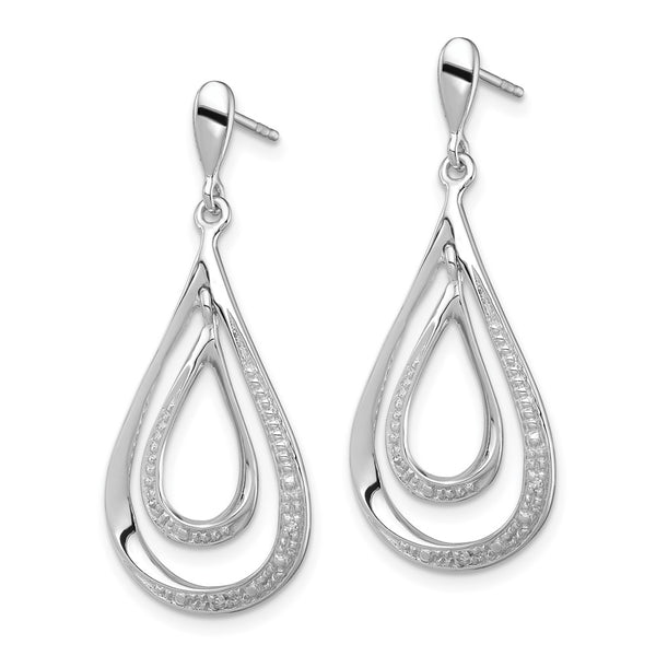Rhodium-Plated Sterling Silver Diamond Drop Earrings - Style GR1-1017608