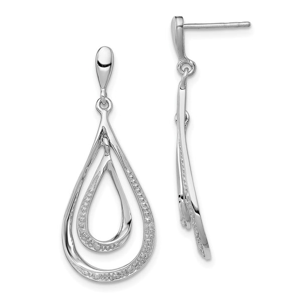 Rhodium-Plated Sterling Silver Diamond Drop Earrings - Style GR1-1017608
