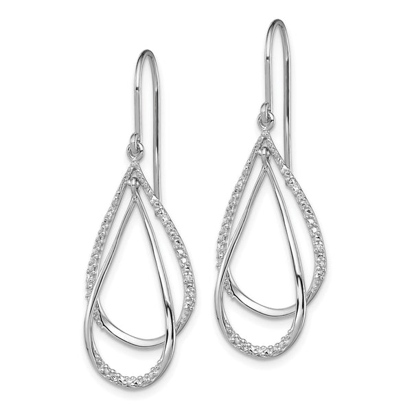 Rhodium-Plated Sterling Silver Diamond Drop Earrings - Style GR1-1017612