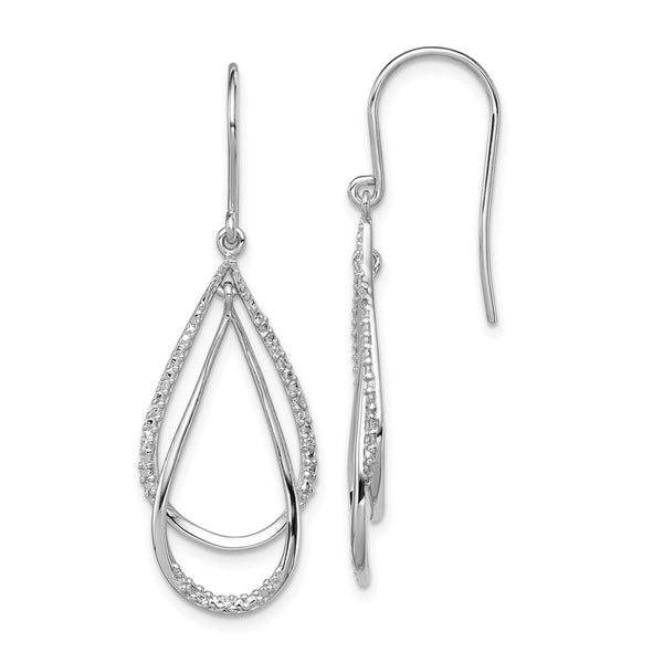Rhodium-Plated Sterling Silver Diamond Drop Earrings - Style GR1-1017612