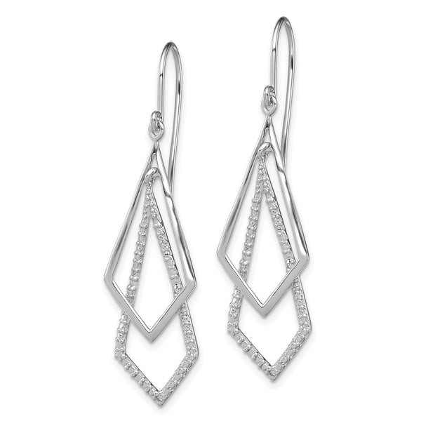 Rhodium-Plated Sterling Silver Diamond Drop Earrings - Style GR1-1017616
