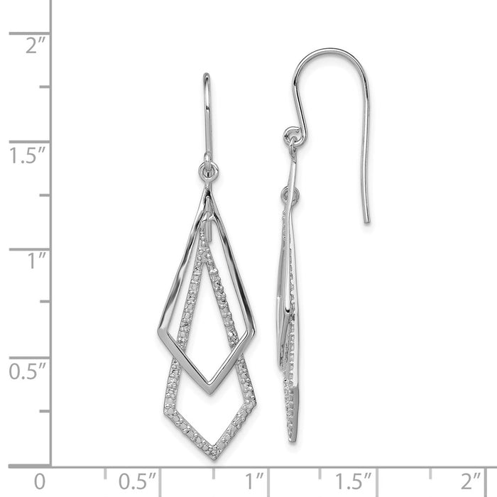Shop Exclusive Rhodium-Plated Sterling Silver Diamond Drop Earrings - Stylish Value-4