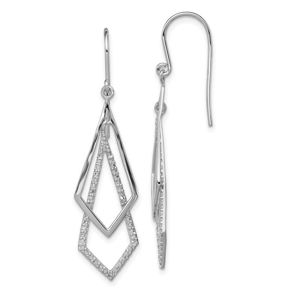 Rhodium-Plated Sterling Silver Diamond Drop Earrings - Style GR1-1017616