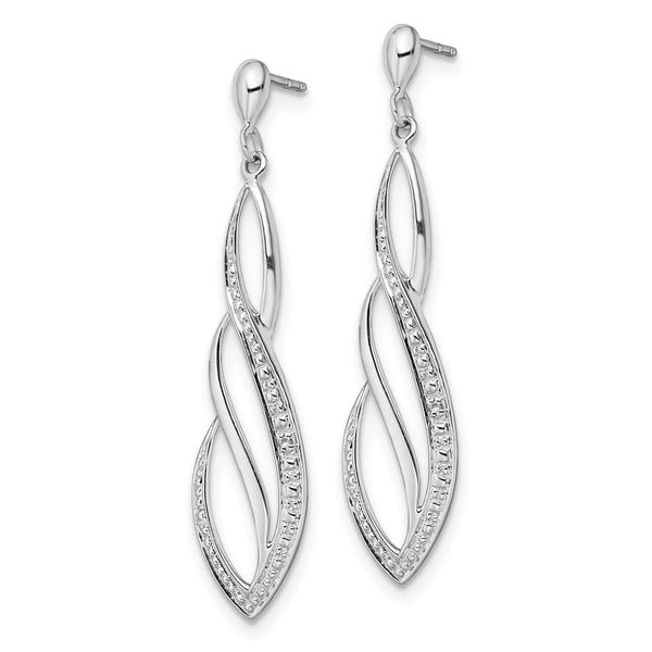 Rhodium-Plated Sterling Silver Diamond Swirl Dangle Earrings - Style GR1-1017624