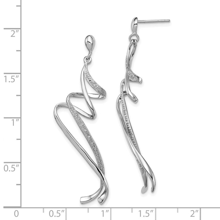 Exclusive Rhodium-Plated Sterling Silver Diamond Swirl Dangle Earrings - Stylish Value-2