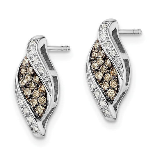 Shop Exclusive Rhodium-Plated Silver Champagne & White Diamond Earrings - Stylish Design