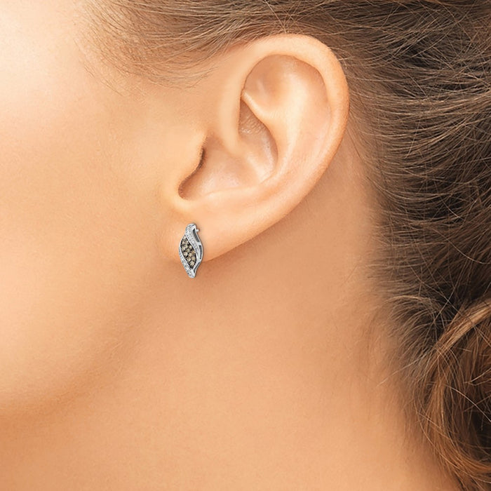 Shop Exclusive Rhodium-Plated Silver Champagne & White Diamond Earrings - Stylish Design-3