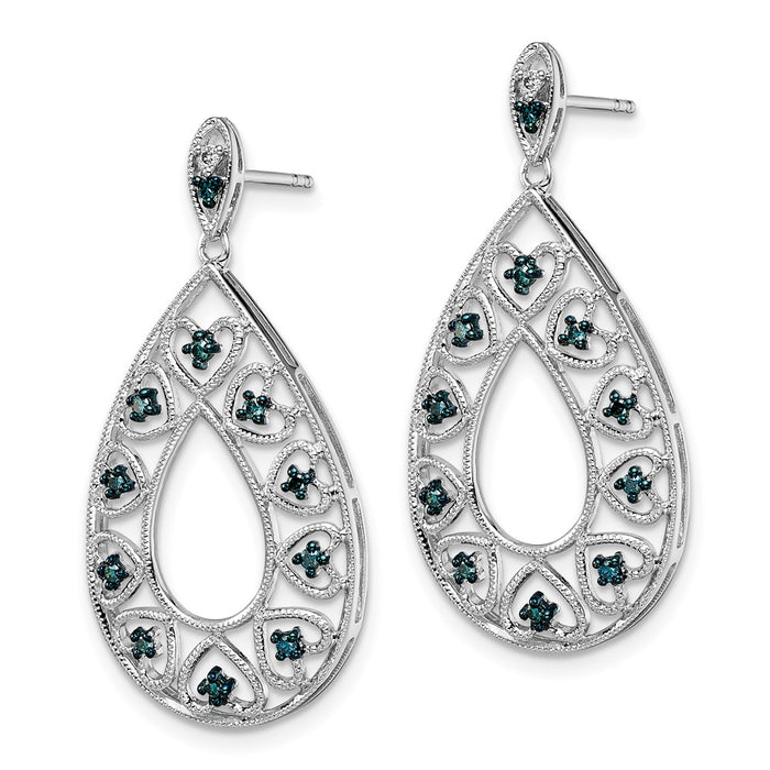 Buy Stylish Rhodium-Plated Sterling Silver Dangle Earrings with Diamonds-2