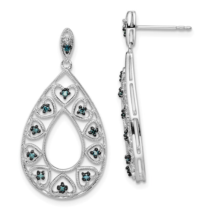 Buy Stylish Rhodium-Plated Sterling Silver Dangle Earrings with Diamonds-1