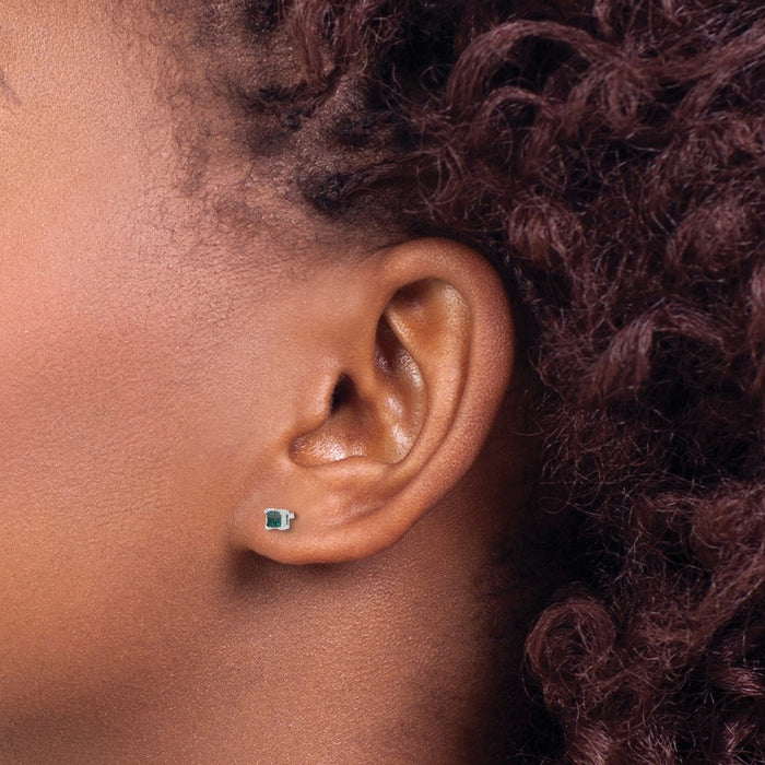 Buy Exclusive Rhodium-Plated Sterling Silver Blue Diamond Stud Earrings - Affordable Luxury-3