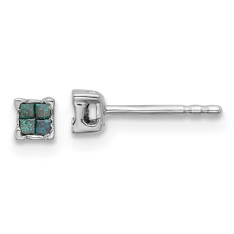 Buy Exclusive Rhodium-Plated Sterling Silver Blue Diamond Stud Earrings - Affordable Luxury