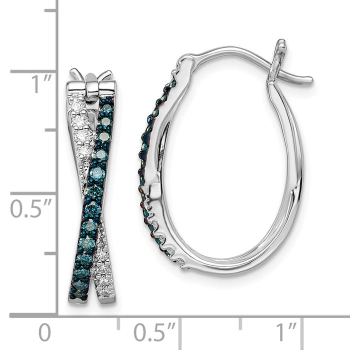 Exclusive White Night Sterling Silver Earrings - 14K Rhodium-Plated, Stylish Diamond Accents-4
