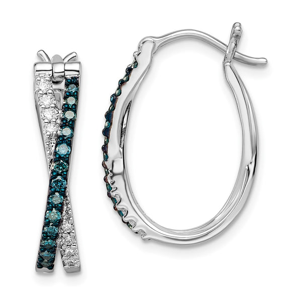 White Night Sterling Silver Earrings - 14K Rhodium-Plated, Diamond Accents