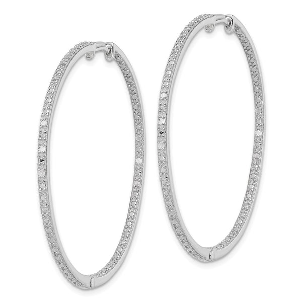 Rhodium-Plated Sterling Silver Diamond Inside-Out Hoop Earrings - 1.5"
