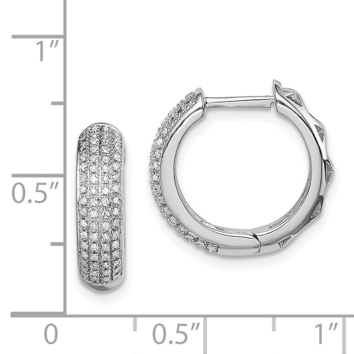 Buy Stylish Rhodium-Plated Sterling Silver Diamond Hinged Hoop Earrings-4